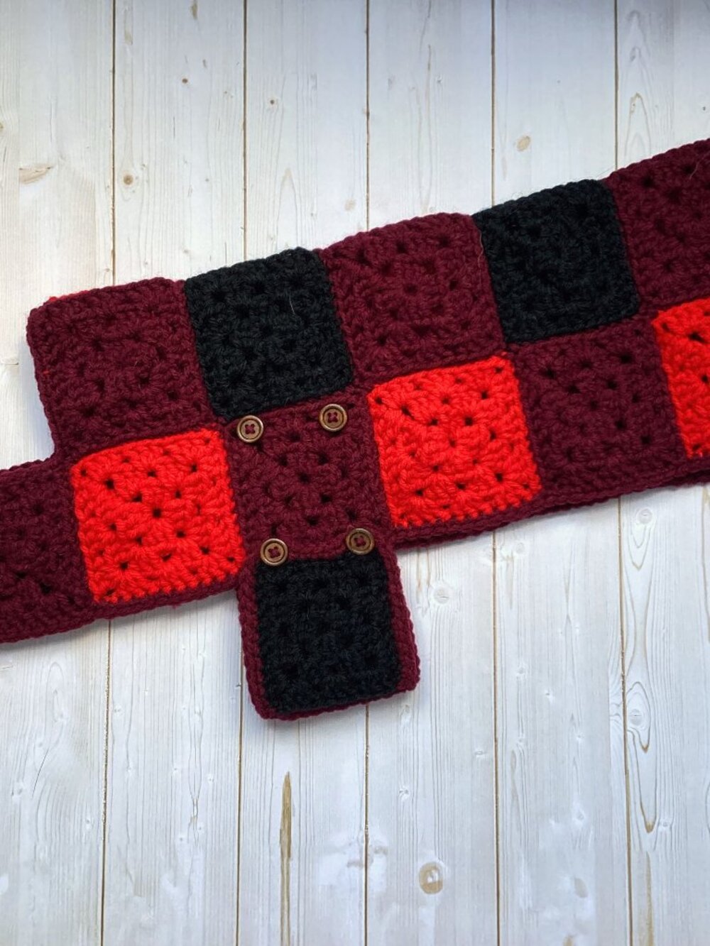 Handmade Crocheted Buffalo Check Dog Coat